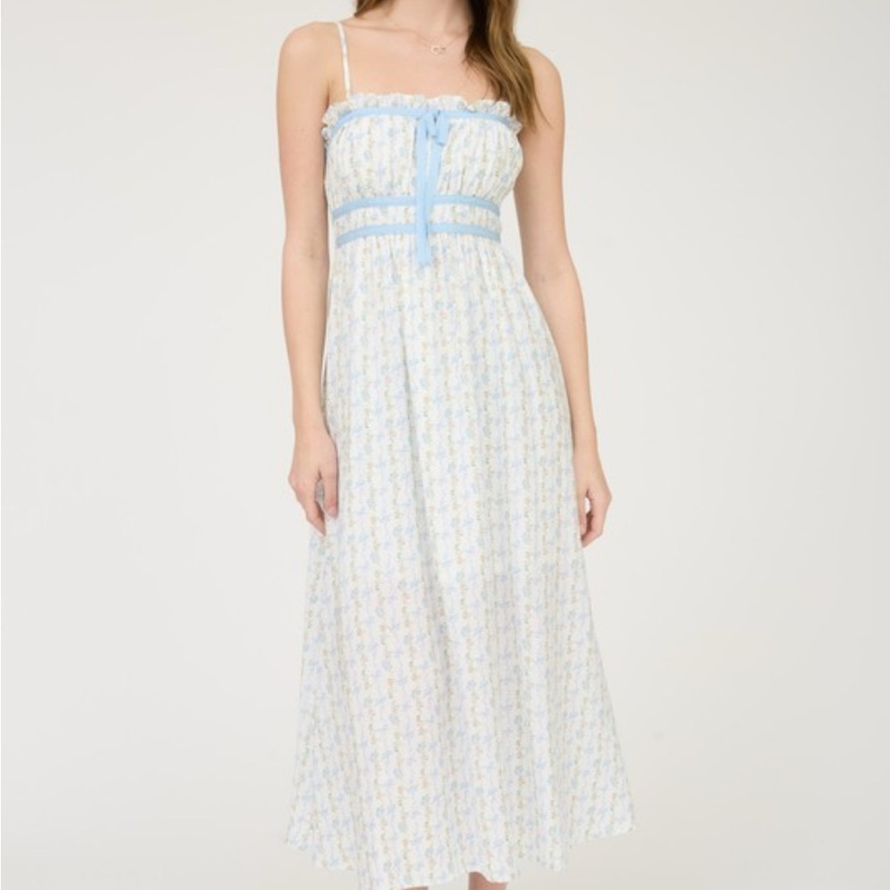 Floral Bow Blue and White sundress Dress